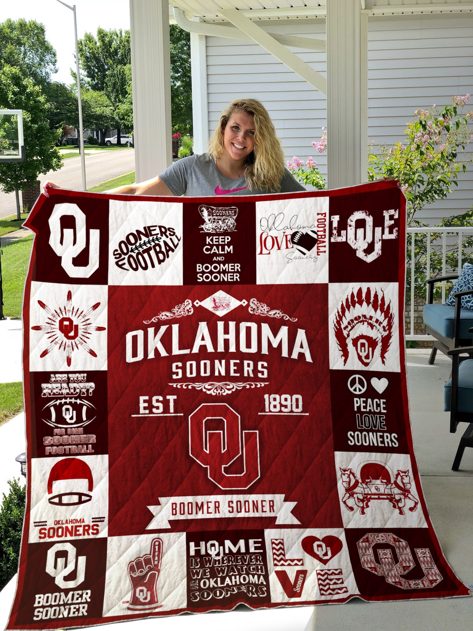 Oklahoma Sooners 1 Lover Blanket Quilt TN
