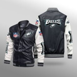 Philadelphia Eagles Leather Baseball Jacket Rze1