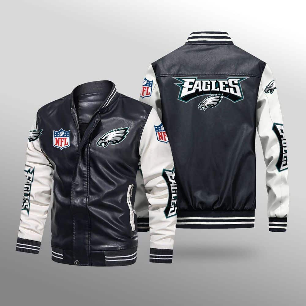Philadelphia Eagles Leather Baseball Jacket Rze1