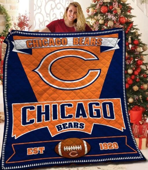 Chicago Bears 2 Blanket Quilt Rze1