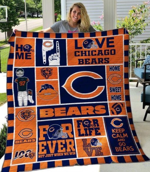 Chicago Bears 3 Blanket Quilt Rze1