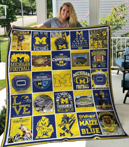 Michigan Wolverines Blanket Quilt Rze1