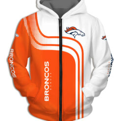 Denver Broncos Zip Hoodie 3D B23