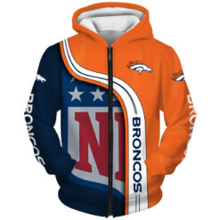 Denver Broncos 2 Zip Hoodie 3D B23