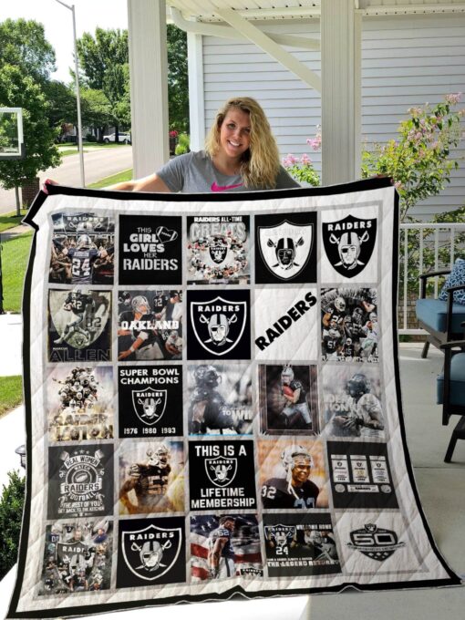 Las Vegas Raiders 3 Blanket Quilt Rze1
