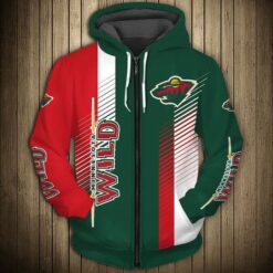 Minnesota Wild Zip Hoodie 3D B23