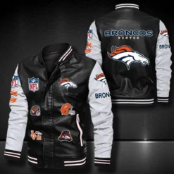 Denver Broncos 1a Leather Baseball Jacket B22
