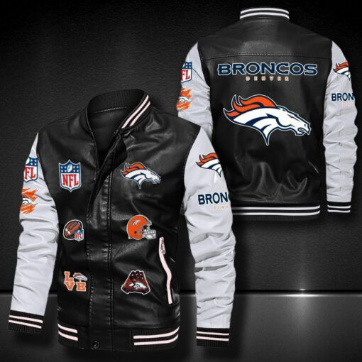 Denver Broncos 1a Leather Baseball Jacket B23