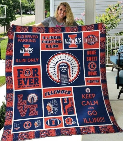 Illinois Fighting Illini Blanket Quilt Rze2