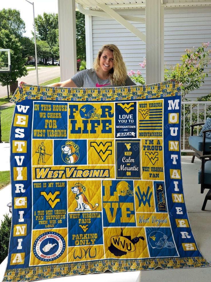 West Virginia Mountaineers 2 Blanket Quilt Rze1