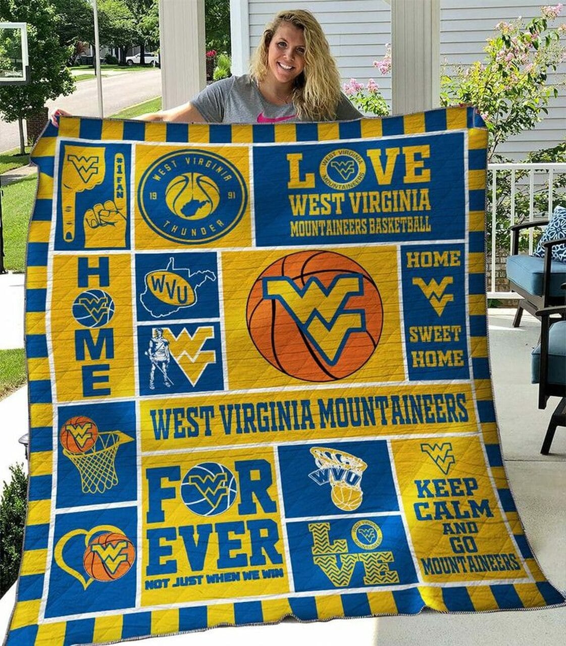 West Virginia Mountaineers 3 Blanket Quilt Rze1