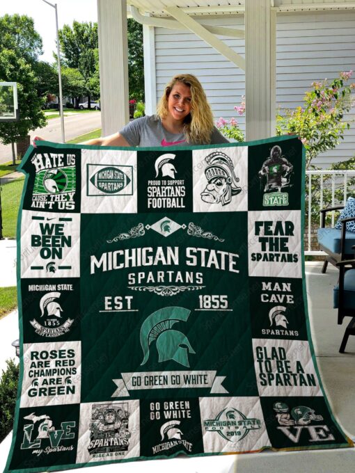 Michigan State Spartans Blanket Quilt Rze2