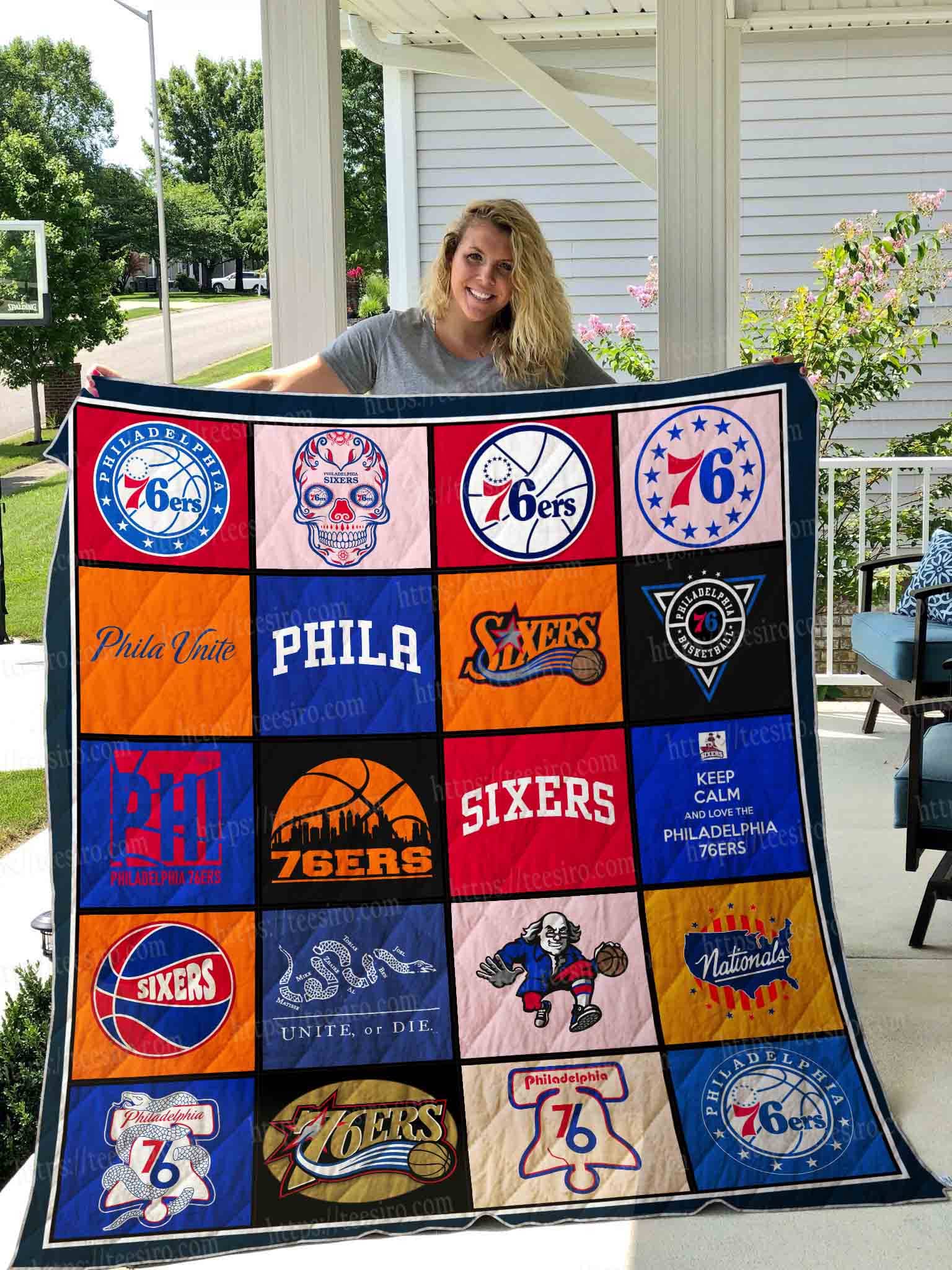 Philadelphia 76ers 4 Quilt Blanket Rze1