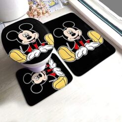 Mickey Mouse Bathroom Shower Curtain, Bath Mat Set Rze1