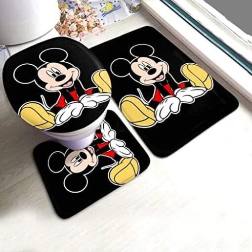 Mickey Mouse Bathroom Shower Curtain, Bath Mat Set B19