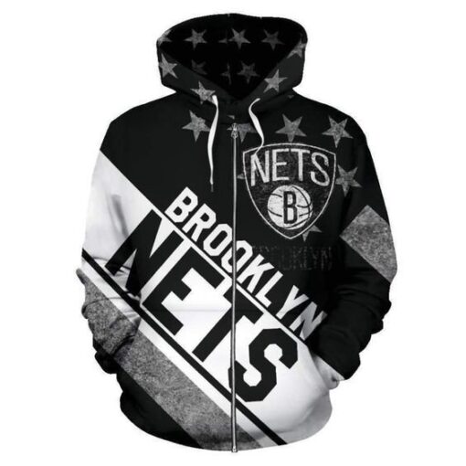 Booklyn Nets Zip Hoodie 3D B23