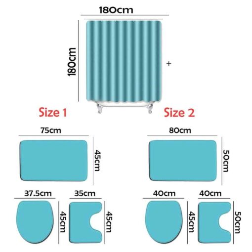 Stitch 1g Bathroom Shower Curtain Toilet Seat Cover & Rugs Set Rze1 - Image 2