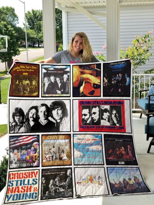 Crosby, Stills, Nash & Young Blanket Quilt Rze2