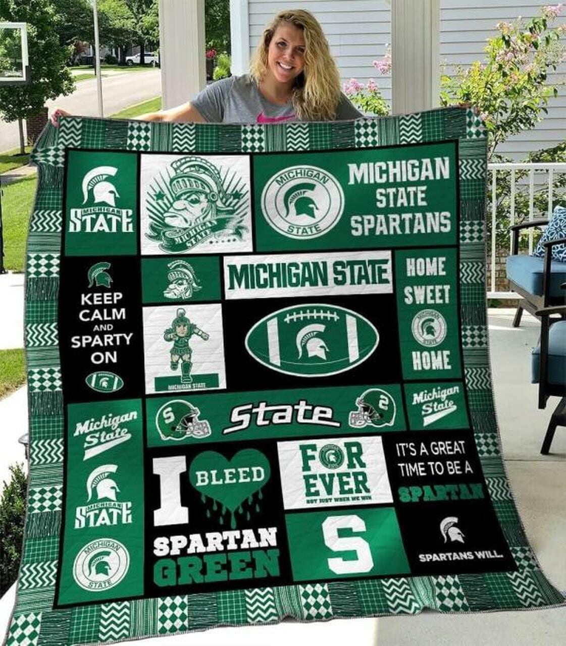 Michigan State Spartans 3g Quilt Blanket Quilt Rze1