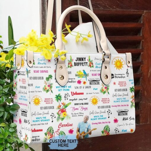 Jimmy Buffett Lover White Leather Bag B20 - Image 3