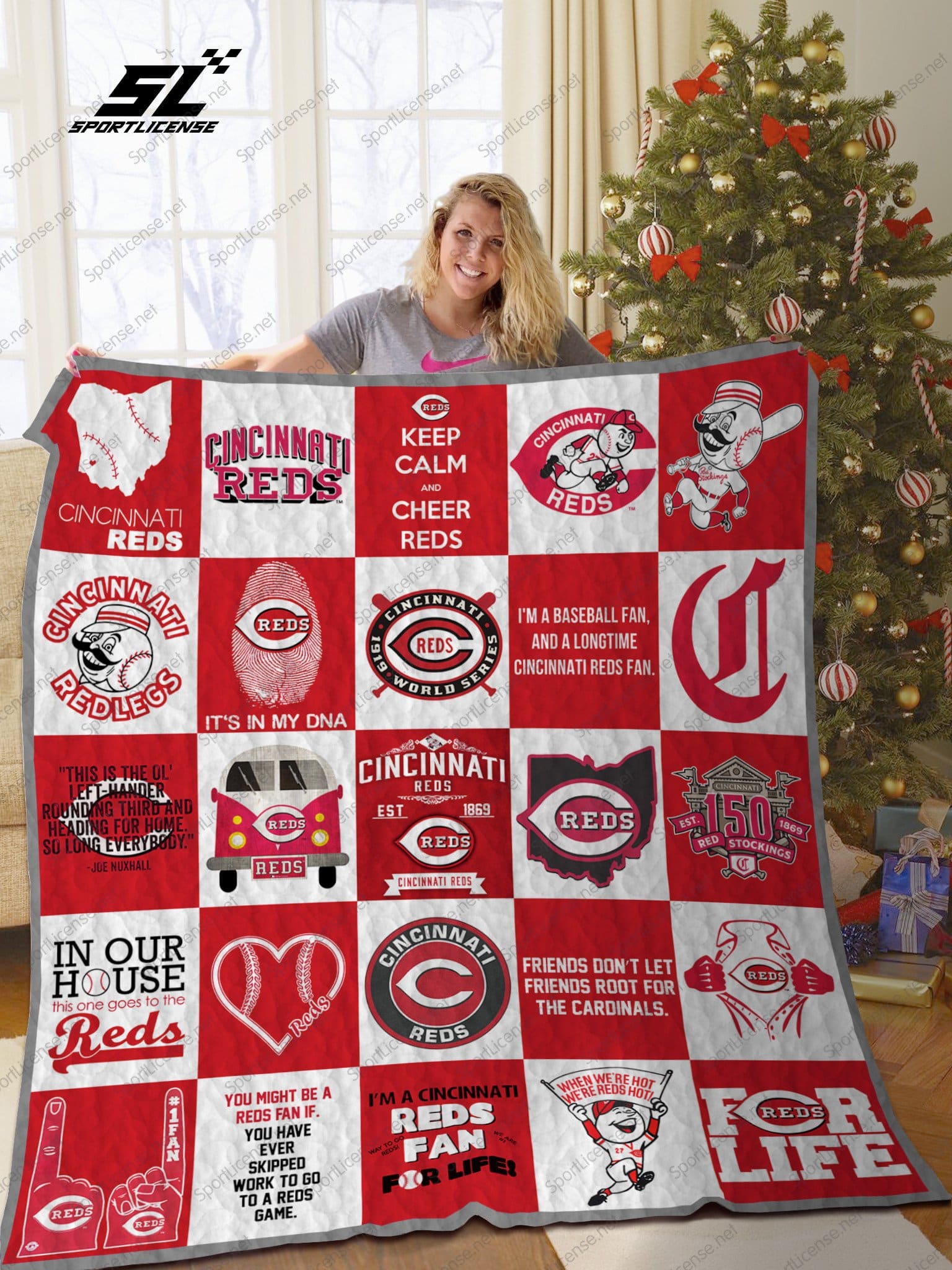 Cincinnati Reds Blanket Quilt Rze1