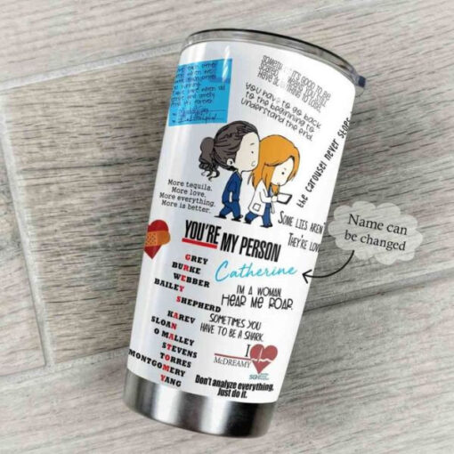 Personalized Grey's Anatomy Cute Stainless Steel Tumbler - Image 2