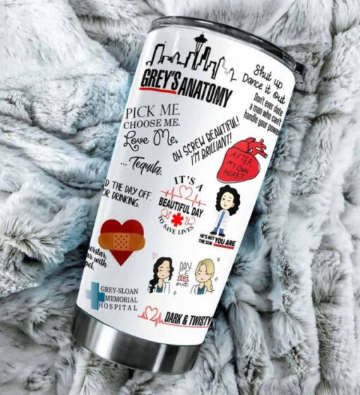 Personalized Grey's Anatomy Cute Stainless Steel Tumbler - Image 3