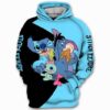 Stitch Love Hoodie Zip Hoodie 3D Rze1