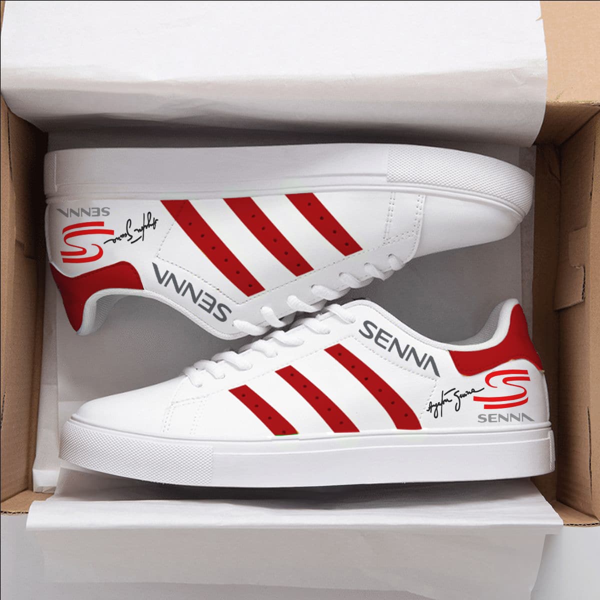 Ayrton Senna Red Skate Stan Smith New Shoes B22