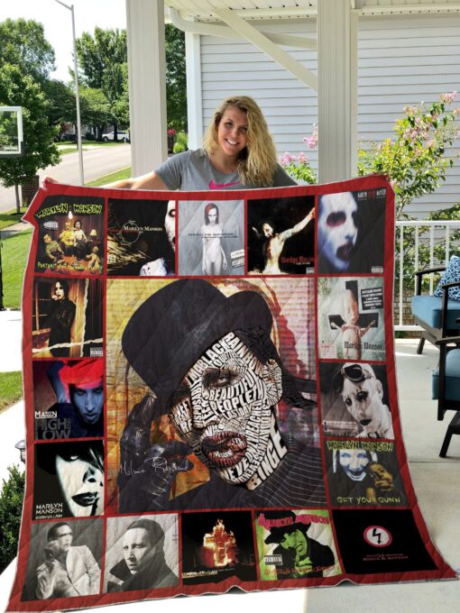 Marilyn Manson Quilt Blanket Quilt Rze2