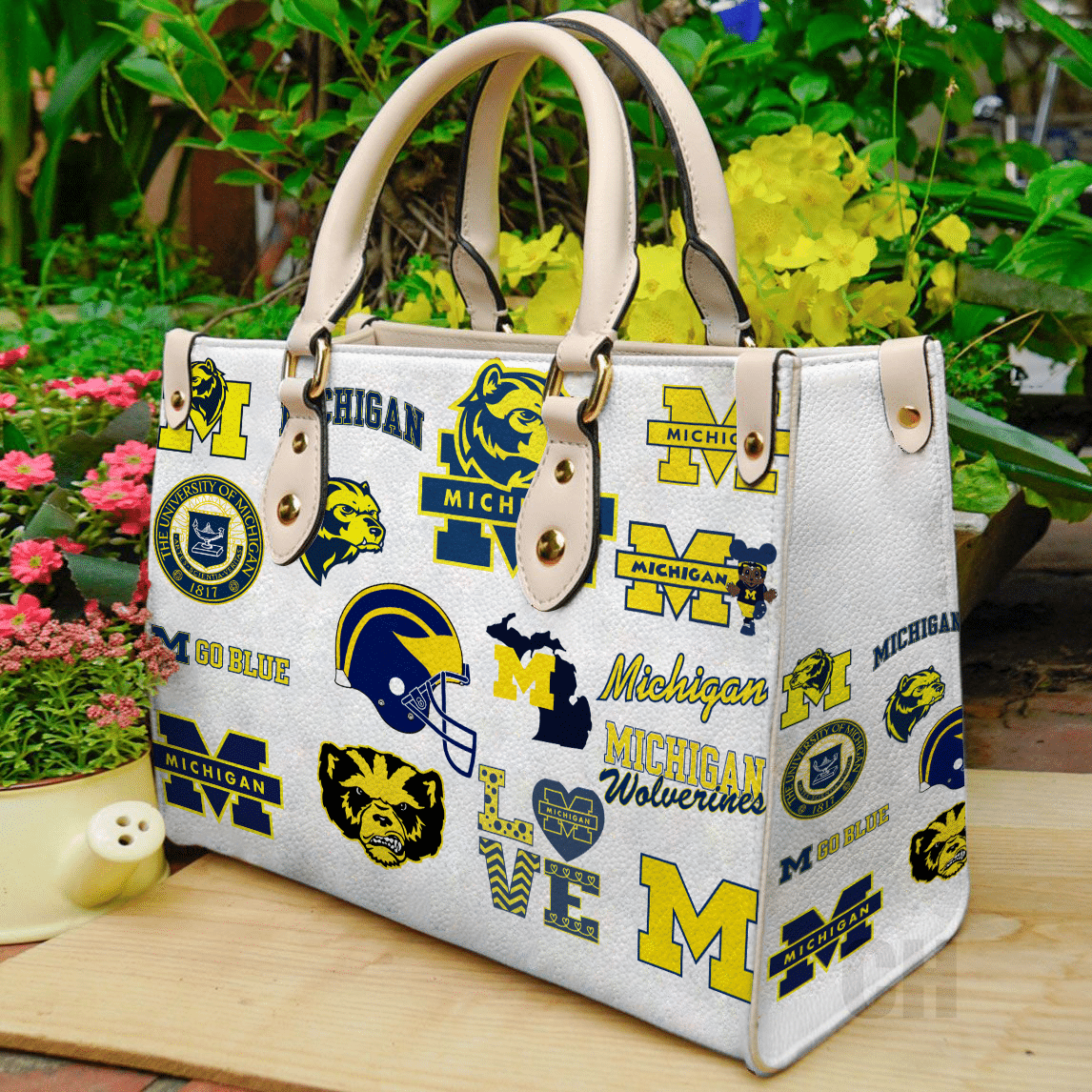 Michigan Wolverines  Leather Bag Rze2