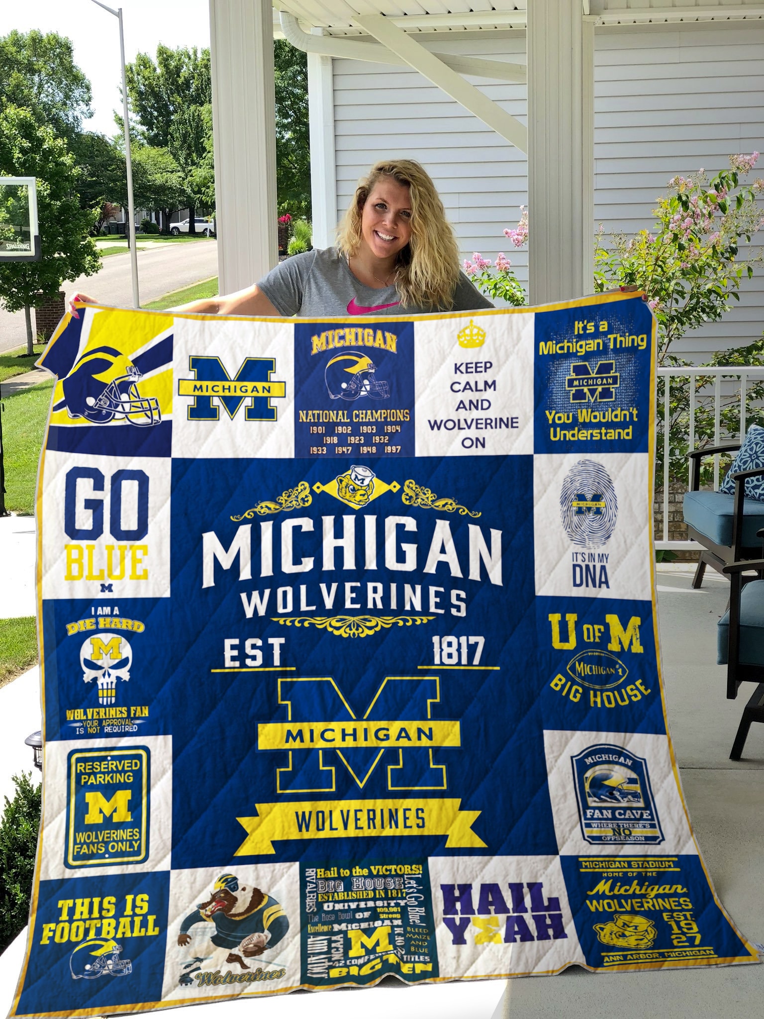 Michigan Wolverines Blanket Quilt Rze2