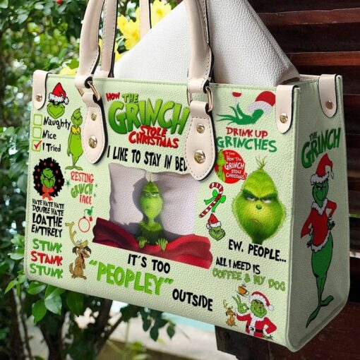 Grinch lover Leather Hand Bag Rze2
