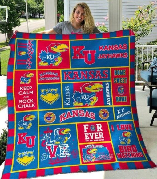 Kansas Jayhawks 2 Quilt Blanket Rze1