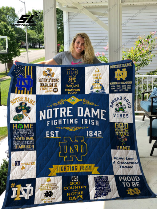 Notre Dame Fighting Irish Blanket Quilt Rze1