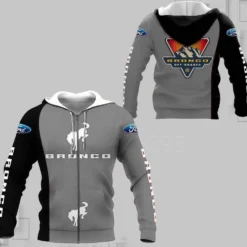 Ford Bronco Zip Hoodie 3d Grey B21