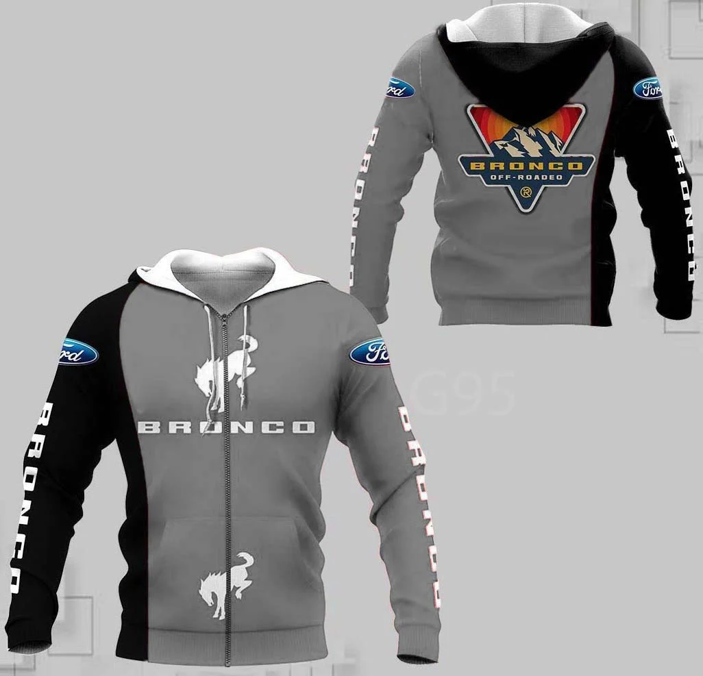 Ford Bronco Zip Hoodie 3d Grey B21