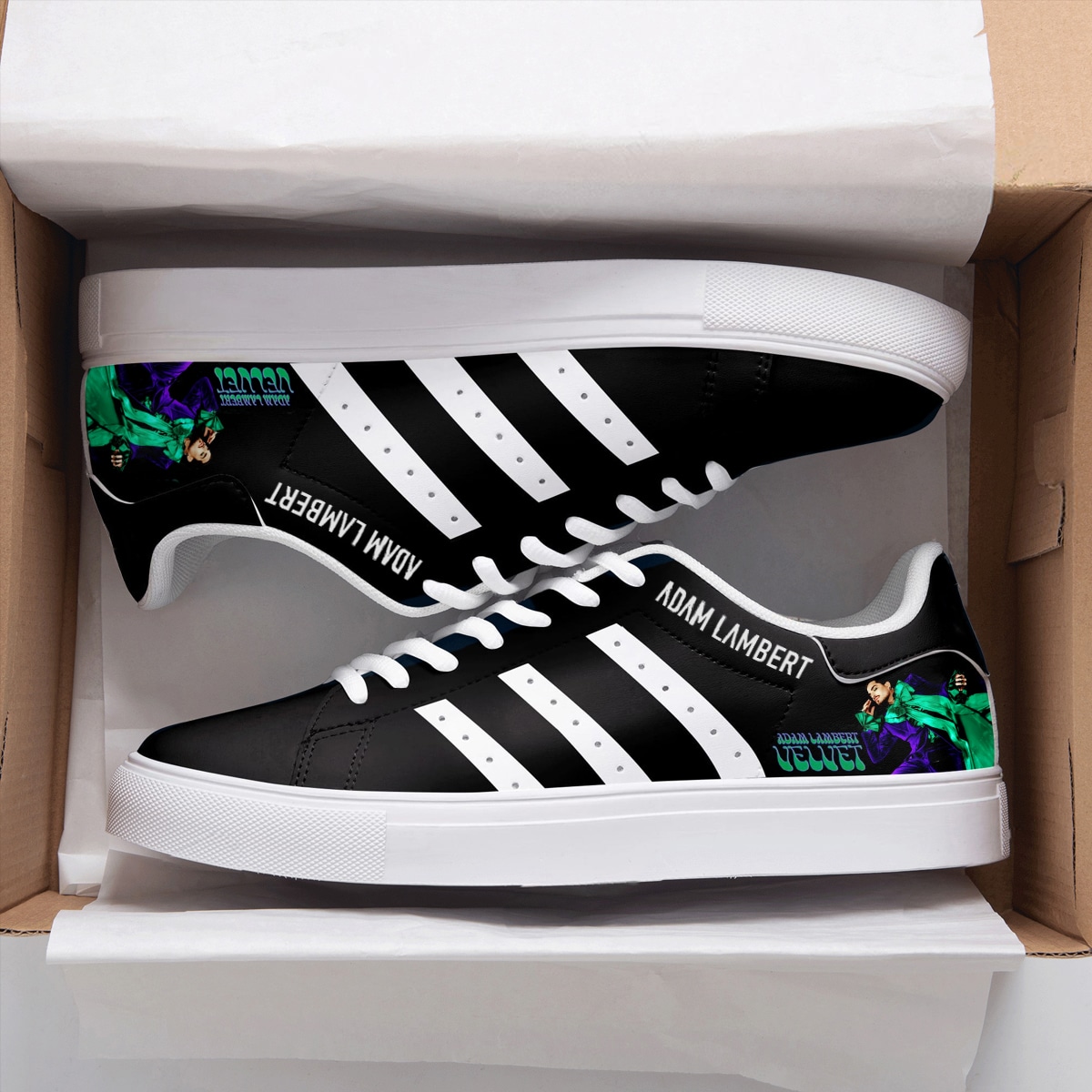 Adam Lambert Black Stan Smith Shoes 1 Adam Lambert Black Stan Smith Shoes