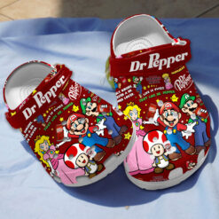 Adorable Super Mario Loves Dr.Pepper Red Clogs