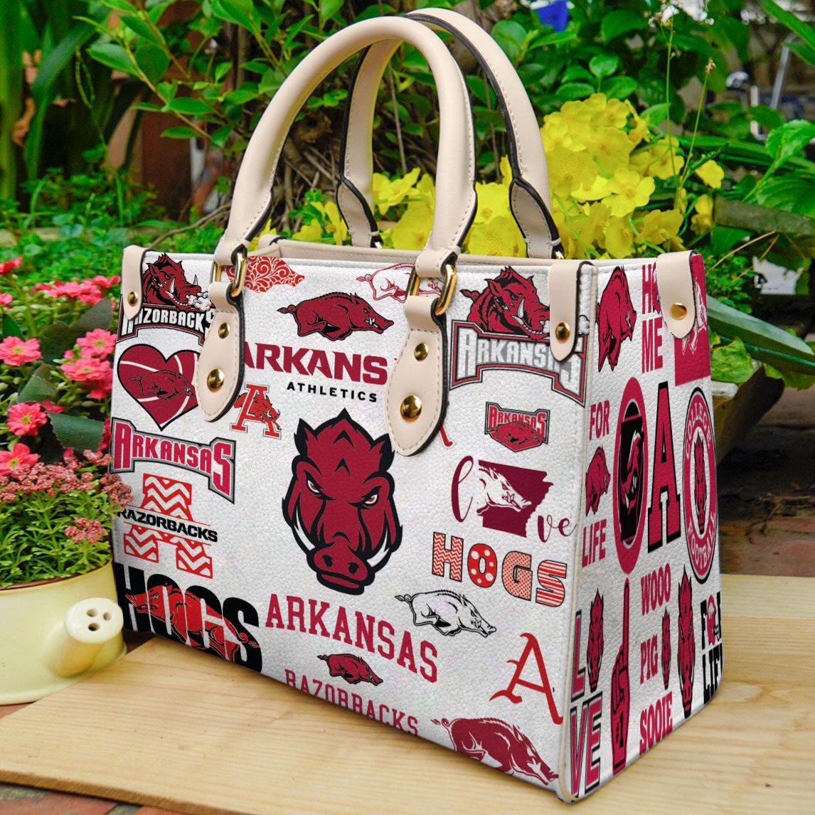 Arkansas Razorbacks Leather Handbag 1 Arkansas Razorbacks Leather Handbag