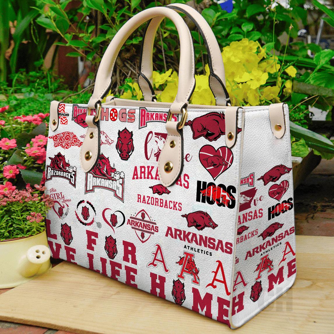 Arkansas Razorbacks Leather Handbag 1 Arkansas Razorbacks Leather Handbag