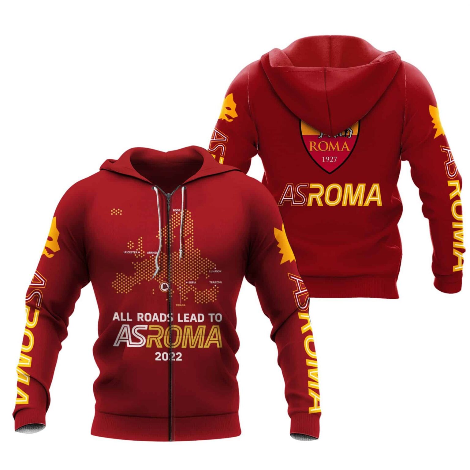 As Roma Hoodie Zip Hoodie 3D 1 As Roma Hoodie Zip Hoodie 3D
