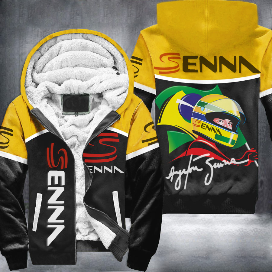 Ayrton Senna Yellow F1 Fleece Jacket 1 Ayrton Senna Yellow F1 Fleece Jacket