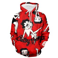 Betty Boop Red Hoodie Zip Hoodie 3D