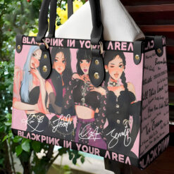 Black Pink Leather Handbag