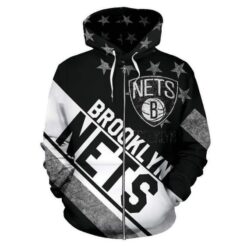 Booklyn Nets Hoodie Zip Hoodie 3D