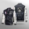 Booklyn Nets Leather Baseball Jacket
