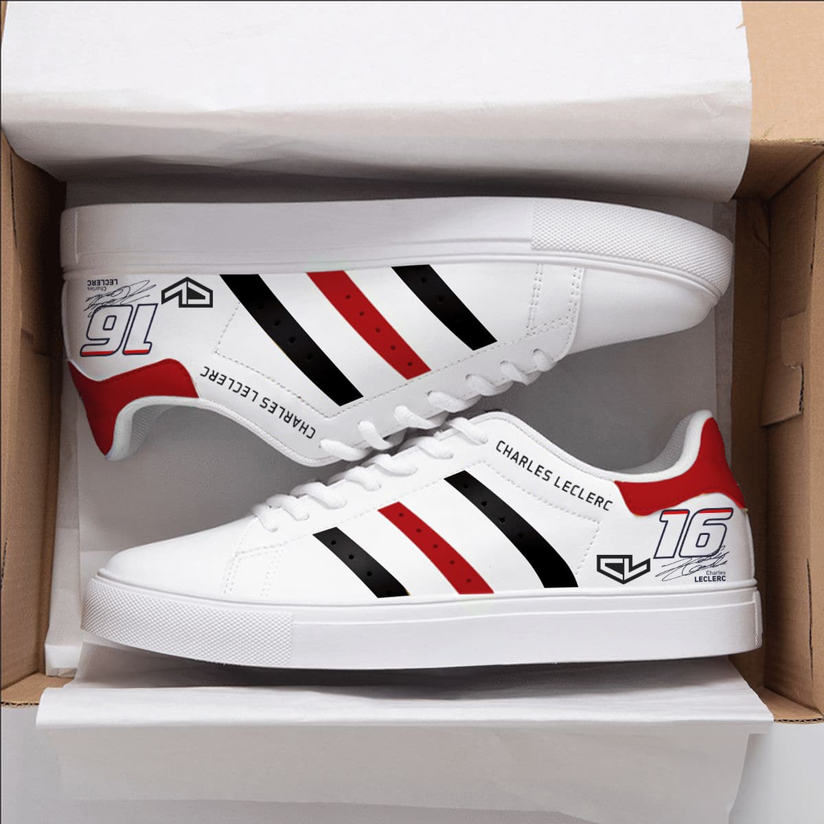 Charles Leclerc Ferrari Red Stan Smith Shoes 1 Charles Leclerc Ferrari Red Stan Smith Shoes