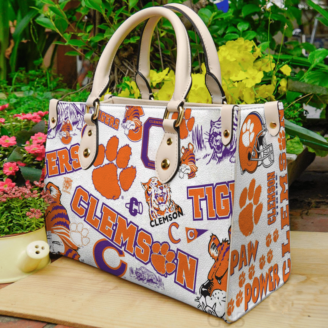 Clemson Tigers A1 Leather Handbag 1 Clemson Tigers A1 Leather Handbag
