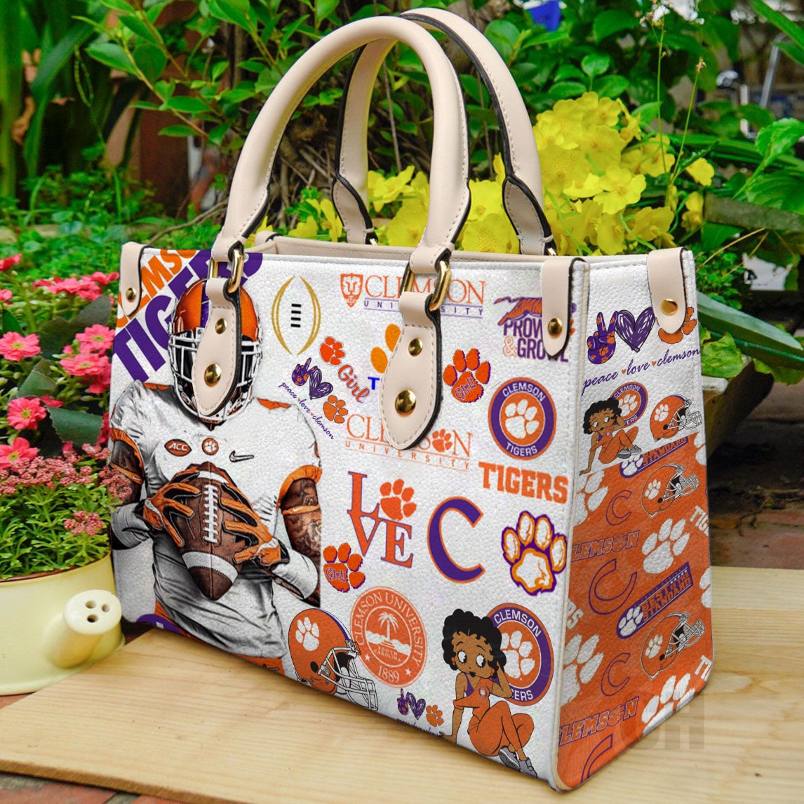 Clemson Tigers Leather Handbag 1 Clemson Tigers Leather Handbag